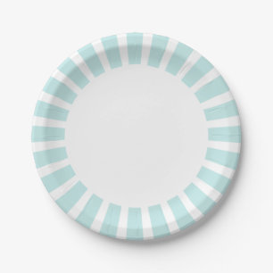 Assiettes En Carton Personnaliser plaque Aqua Bleu rayures