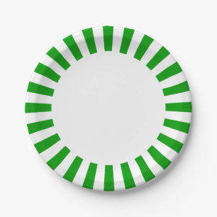Assiettes En Carton Personnaliser Plaque papier rayures vert et blanc