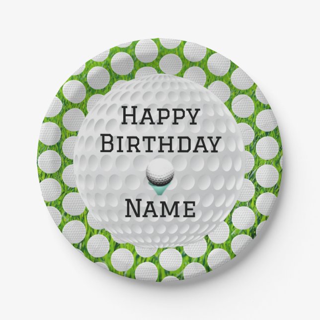 Assiettes En Carton Personnalisez Happy Brithday Golf Conçu (Devant)