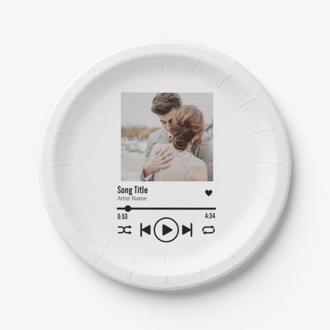 Assiettes En Carton Personnalized Newlywed Photo Song Playlist (Devant)
