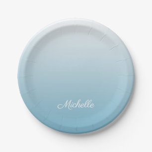 Assiettes En Carton Personnel gradient ombre angel blue