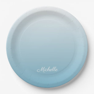 Assiettes En Carton Personnel gradient ombre angel blue