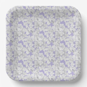 Assiettes En Carton Pétales Blanches À Fleur D'Hydrangée Sur Violet