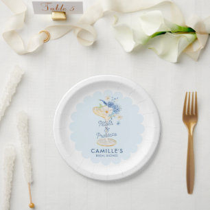 Assiettes En Carton Pétales bleus et Prosecco