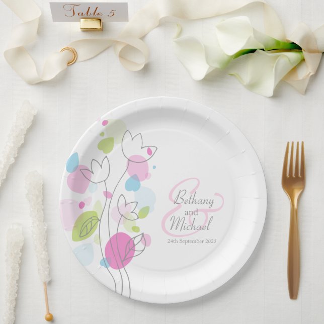 Assiettes En Carton Pétales de fleurs de confetti mariage plaque de pa (Mariage)