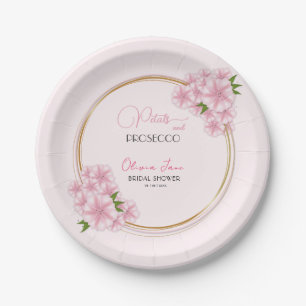 Assiettes En Carton Pétales et Prosecco Aquarelle rose Arc Floral