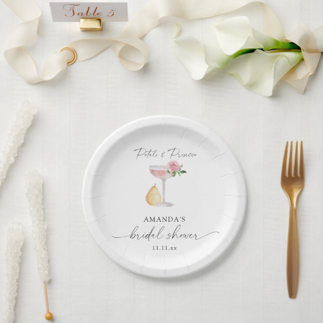 Assiettes En Carton Pétales et Prosecco - douche de mariée (Mariage)
