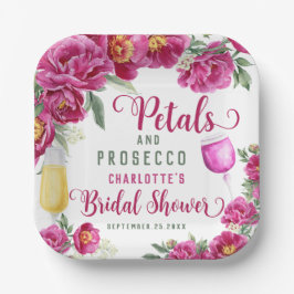 Assiettes En Carton Pétales et Prosecco Fête des mariées florale rose 
