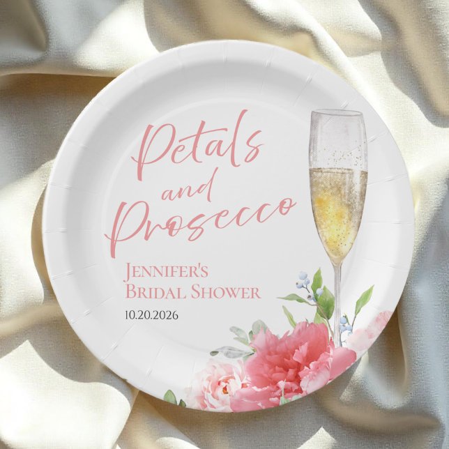 Assiettes En Carton Pétales et Prosecco | Réception de mariage champêt (Créateur téléchargé)