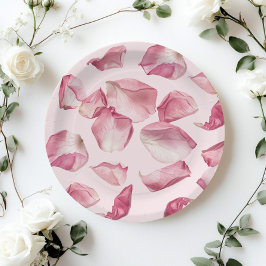 Assiettes En Carton Pétales roses Pétales motifs et Mariage de Prosecc