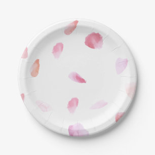 Assiettes En Carton Pétales Roses romantiques