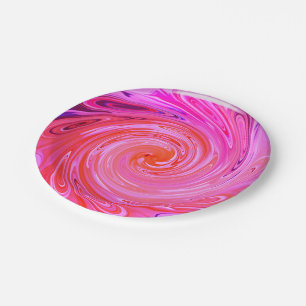Assiettes En Carton Pétales torsadées, Plaques de papier rose