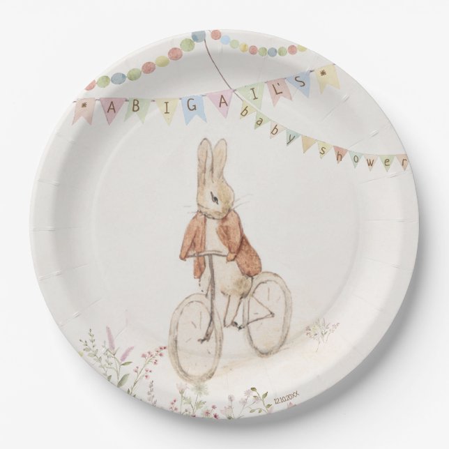 Assiettes En Carton Peter le lapin lapin Baby shower neutre entre les  (Devant)