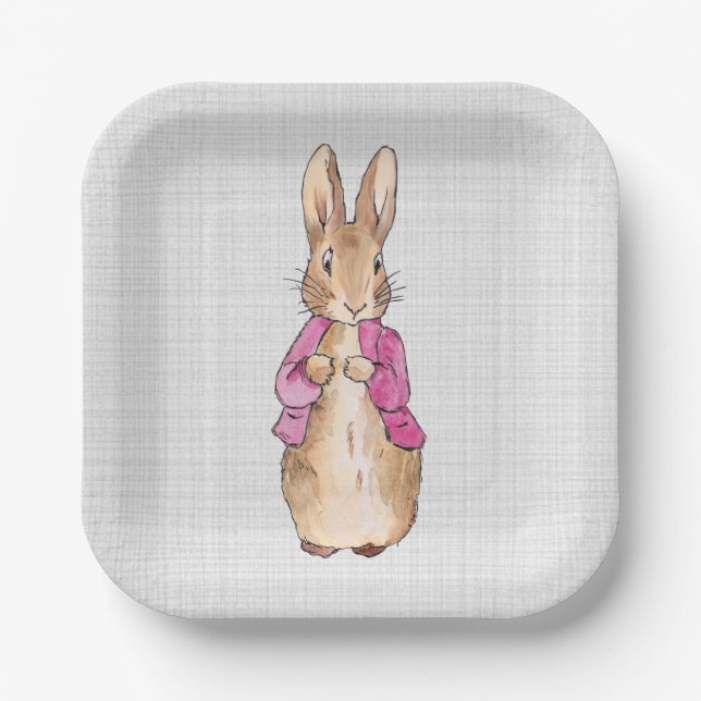 Assiettes En Carton Peter le lapin rose Veste gris lin (Recto)