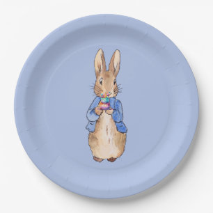 Assiettes En Carton Peter le lapin tenant un gâteau d'anniversaire