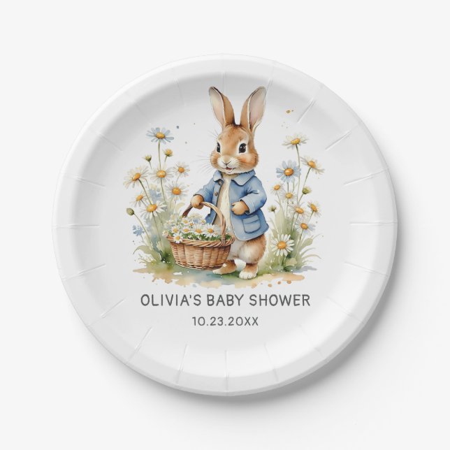 Assiettes En Carton Peter Rabbit Wildflower Baby Shower Paper Plates (Devant)