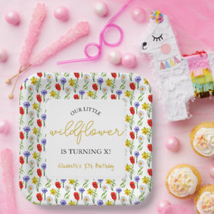 Assiettes En Carton Petit Anniversaire de enfant Fleur sauvage