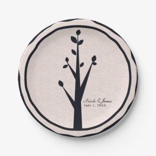 Assiettes En Carton Petit Arbre Rustique Nature Mariage Réception Pers