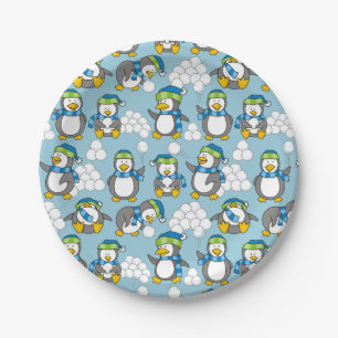 Assiettes En Carton Petit arrière - plan de pingouins