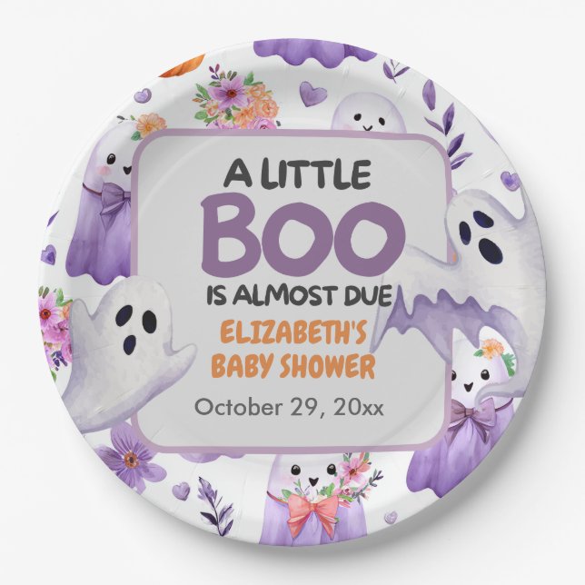 Assiettes En Carton Petit baby shower Boo Citrouille Halloween (Devant)