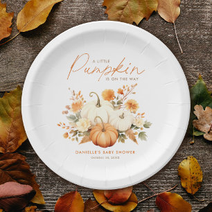 Assiettes En Carton Petit Baby shower botanique fleuri Citrouille
