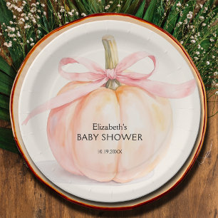 Assiettes En Carton Petit Baby shower Citrouille de Bow rose