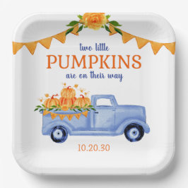 Assiettes En Carton Petit Baby shower Citrouille Twin Boy