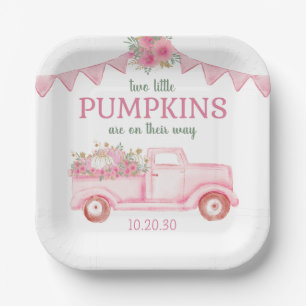 Assiettes En Carton Petit Baby shower Citrouille Twin Girl