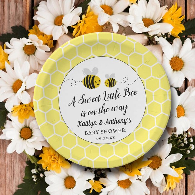Assiettes En Carton Petit Baby shower d'abeilles au miel doux (Créateur téléchargé)