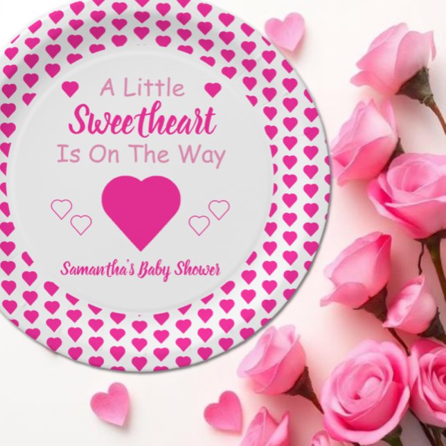 Assiettes En Carton Petit Baby shower de coeur (Créateur téléchargé)