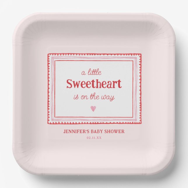 Assiettes En Carton Petit Baby shower de fille amoureuse (Recto)