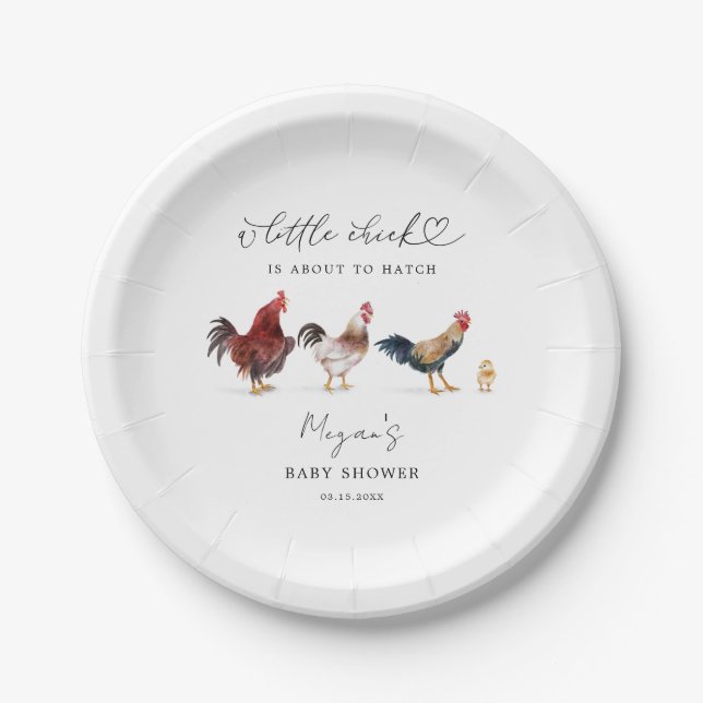 Assiettes En Carton Petit Baby shower de poulet (Devant)