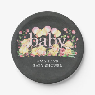 Assiettes En Carton Petit baby shower doux 7" d'agneau plat