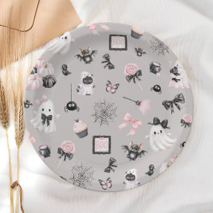 Assiettes En Carton Petit Baby shower fille d'Halloween Boo