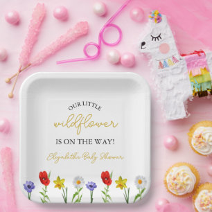 Assiettes En Carton Petit Baby shower Fleur sauvage