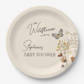 Assiettes En Carton Petit Baby shower Fleur sauvage