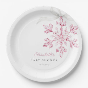 Assiettes En Carton Petit Baby shower rose Snowflake