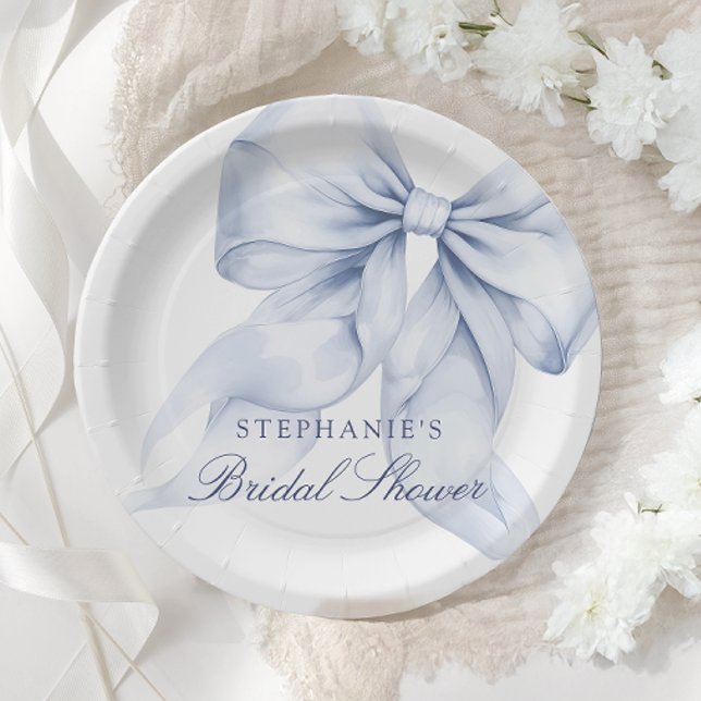 Assiettes En Carton Petit Baby Shower Ruban Bleu (Créateur téléchargé)