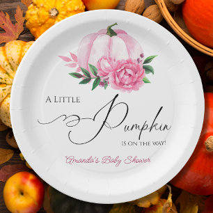 Assiettes En Carton Petit Baby shower Rustique rose-rose-blanc Citroui