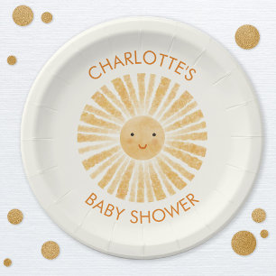 Assiettes En Carton Petit Baby shower Sunshine Personnalisé