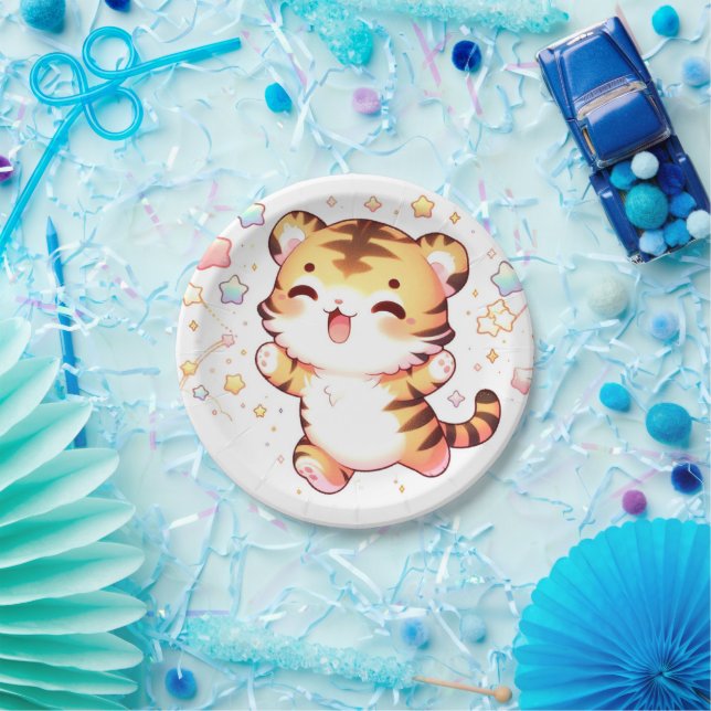 Assiettes En Carton Petit Baby shower tigre (Fête)