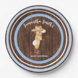 Assiettes En Carton Petit bébé Cowboy Western Baby shower bleu