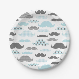 Assiettes En Carton Petit bleu de motif de moustaches d'homme
