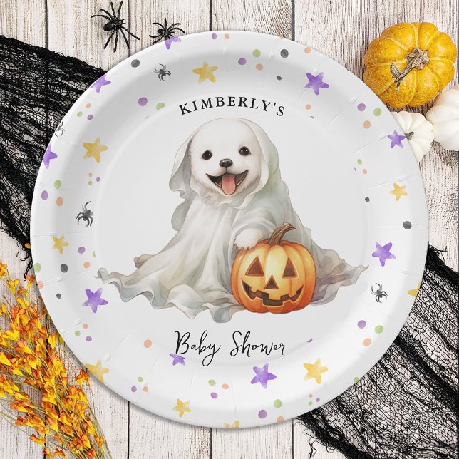 Assiettes En Carton Petit Boo Cute Halloween Simple Baby shower (Créateur téléchargé)