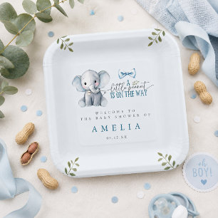 Assiettes En Carton Petit Cacahuète en Route Eléphant Bleu Bienvenue