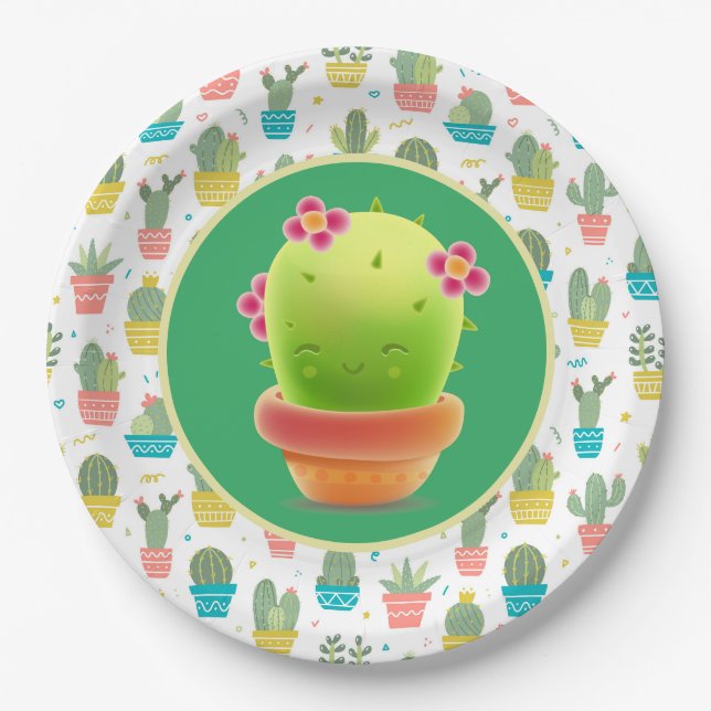 Assiettes En Carton Petit Cactus (Devant)