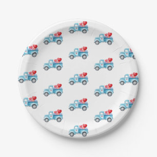 Assiettes En Carton Petit Camion bleu Saint Valentin