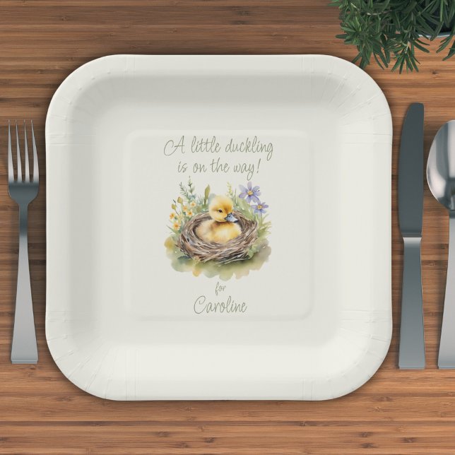 Assiettes En Carton Petit Canard Sur Le Chemin Baby shower Canard (Créateur téléchargé)