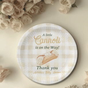 Assiettes En Carton Petit Cannoli Beige Neutre Baby Shower Italien