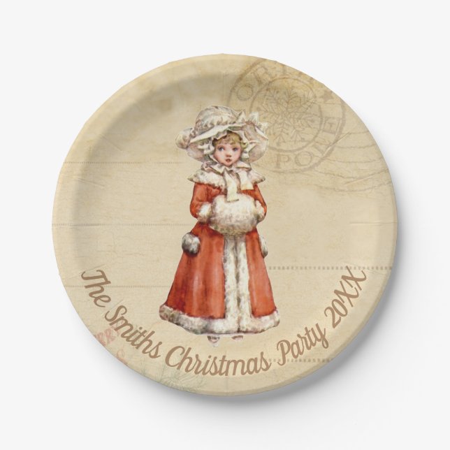 Assiettes En Carton Petit Caroleur victorien Noël personnalisé (Devant)